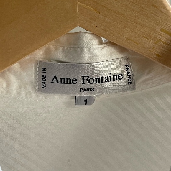 ANNE FONTAINE Gres Shirt White Collared Button Down Shirt With Micro Stripes 1 - Picture 8 of 8
